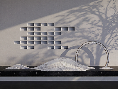 新中式雕塑 禅意雕塑 山水雕塑 水景雕塑