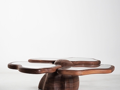 现代有机形态设计茶几 木作茶几 圆形茶几