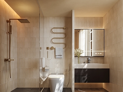 奶油风卫生间 现代卫生间 主卫 次卫