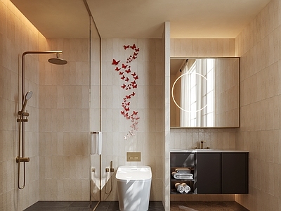 奶油风卫生间 现代卫生间z 主卫 次卫