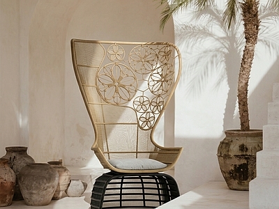 侘寂风休闲椅 户外休闲椅 藤编休闲椅 户外躺椅