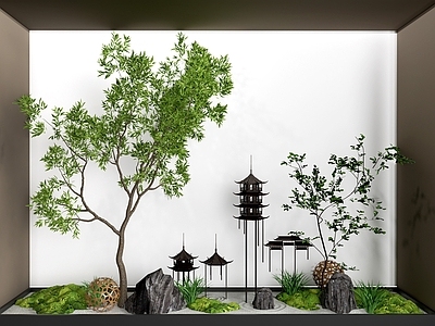 新中式植物组合 现代景观植物 景观花池  植物组团  植物堆