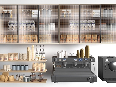 现代简约食品展台 现代咖啡展架 咖啡用品  咖啡豆 咖啡机