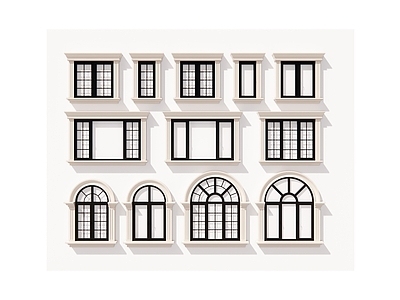 欧式窗户组合 复古窗 外墙窗户合集 罗马窗