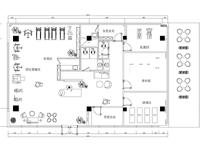 现代瑜伽馆 现代瑜伽馆普拉提 健身房 施工图
