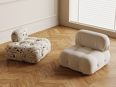 奶油风云朵沙发 奶油风单人沙发 现代单人沙发   沙发凳