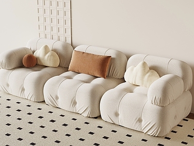 奶油风模块沙发 现代奶油风沙发 奶油风多人沙发