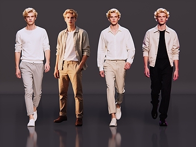 现代简约多人 2D现代人物 时尚休闲装 休闲装模特 现代商业街拍 休闲装帅哥