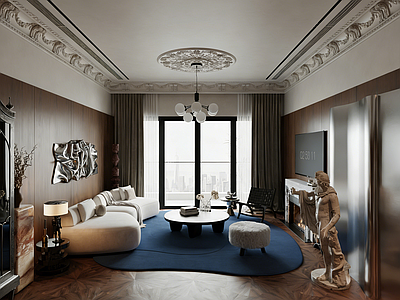 现代复古混搭家居客厅 美式客厅 艺术