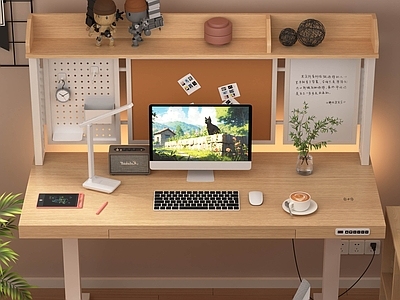 原木奶油风书桌 学习桌子