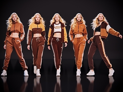 复古运动风多人 2D现代美女 商业街拍 站姿美女 美女 休闲美女