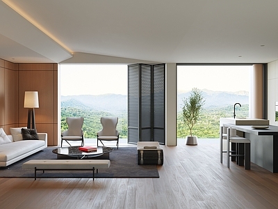 现代极简大平层客餐厅