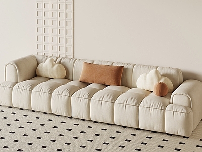 奶油风多人沙发 现代奶油风沙发 奶油风多人沙发