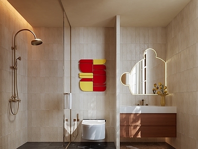 现代简约卫生间 现代卫生间 干湿分离卫生间 主卫 次卫