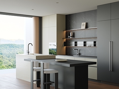 意式极简岛台餐厅