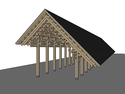 新中式古建筑 斗拱屋顶 全木结构廊架 木制廊架