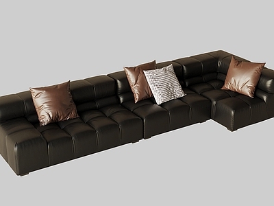 意式极简多人沙发 现代意式多人沙发 皮质沙发