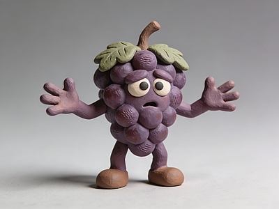黏土卡通风格雕塑摆件 葡萄 雕塑 美陈 AI渲染 摆件