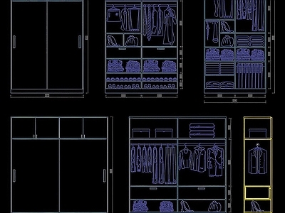 现代柜子 衣柜内部结构 施工图