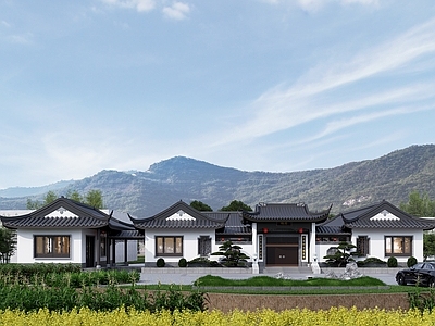 新中式四合院 一层中式合院