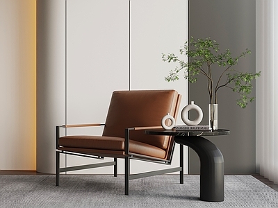 现代简约单人沙发 意式轻奢休闲椅