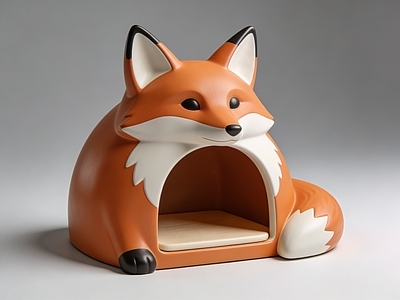 卡通简约风雕塑摆件 狐狸 雕塑 美陈 摆件 AI渲染