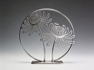 新中式雕塑摆件 金属 菊花 雕塑 美陈 摆件