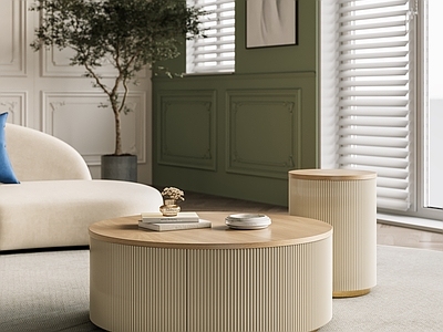 奶油风茶几 圆形茶几