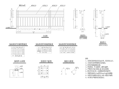 科技园区景观 铁艺栏杆大样图 栏杆做法详图 施工图