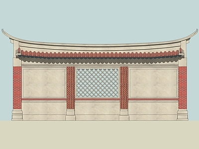 闽南传统风格景墙 闽南景墙 红砖景墙 闽南建筑景墙 燕尾脊景墙