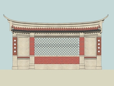 闽南传统风格景墙 闽南景墙 红砖景墙 影壁墙 闽南建筑景墙