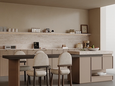 奶油风岛台餐厅