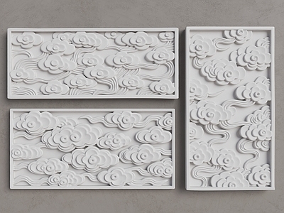 新中式浮雕 云朵雕塑  祥云 祥云装饰  石膏祥云  装饰云朵
