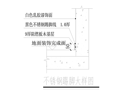 墙面节点 不锈钢踢脚 踢脚线 施工图