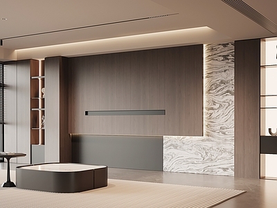 现代极简开放式客厅 现代意式背景墙   沙发背景墙