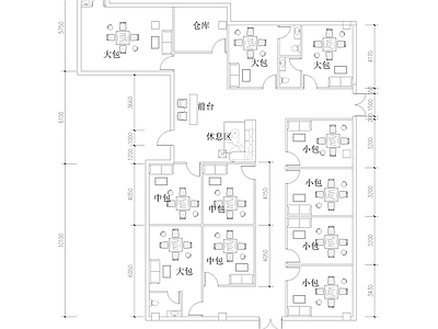 现代新中式棋牌室 棋盘室 茶水室 平面图 休闲娱乐空间 吧台 施工图