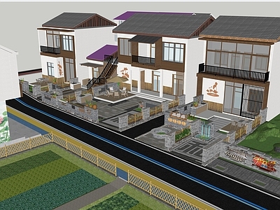 新中式民宿建筑 乡村庭院景观 乡村建筑提升改造 民宿建筑景观 乡村改造设计 庭院设计
