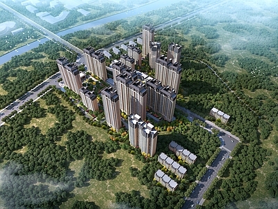 新中式小高层住宅楼 现代住宅