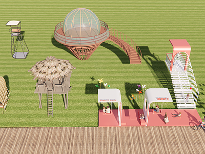 现代田园风其他景观小建筑 田园旅游眺望台 稻田登高眺望台 登高眺望观景平台 田园瞭望塔合集  田园登高休闲设施