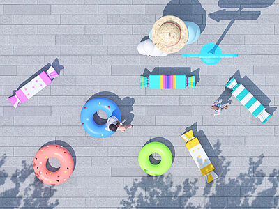 童趣主题装置艺术休闲椅 休息座椅 创意座椅 糖果 甜甜圈
