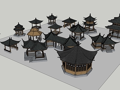 新中式古建筑 亭子 仿古亭 六角亭 八角亭 四角亭