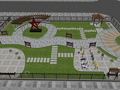 现代简约广场景观 五星广场景观