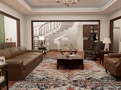 法式挑空客厅 客餐厅