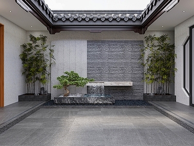 新中式庭院 小院 庭院 景墙