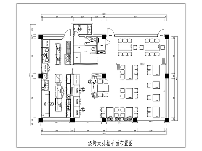 现代烧烤店 烧烤店 烤串 大排档 烤肉店 施工图