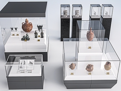 现代简约文创展台 现代玻璃展柜 玻璃展台  博物馆展台  展厅展柜