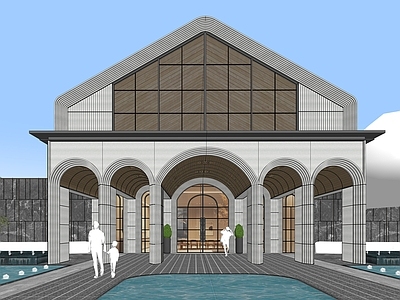 新古典主义售楼处建筑 现代售楼处建筑 现代社区入口