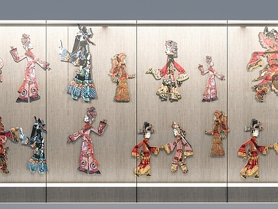 新中式非遗展厅 现代皮影人物  皮影小品  皮影戏道具