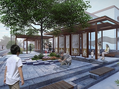 新中式景观乡村公园 乡村休闲广场 乡村休闲廊架 乡村文化广场 和合文化 文化公园节点