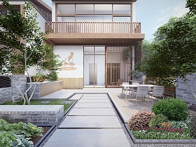 新中式别墅庭院 民宿庭院设计 乡村庭院改造提升 建筑外立面改造 排屋庭院设计 住宅庭院景观